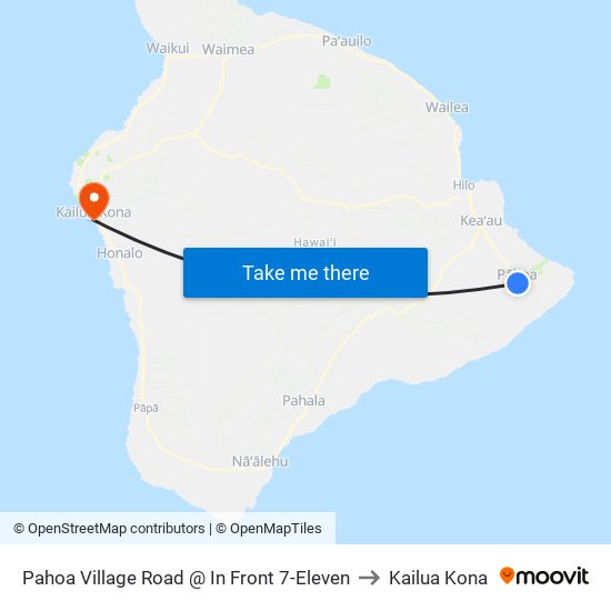 Pahoa Village Road @ In Front 7-Eleven to Kailua Kona map