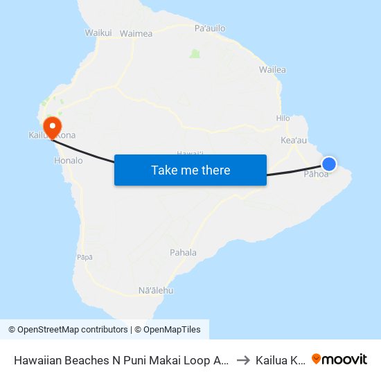 Hawaiian Beaches N Puni Makai Loop And Niuhi St to Kailua Kona map