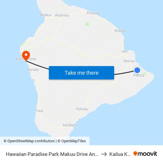 Hawaiian Paradise Park Makuu Drive And 25th Ave to Kailua Kona map