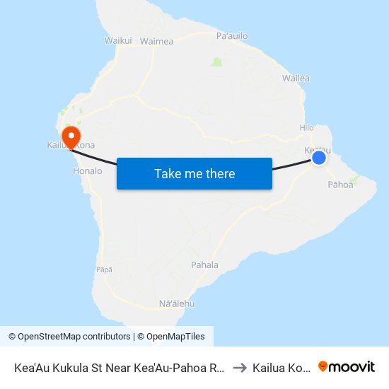 Kea'Au Kukula St Near Kea'Au-Pahoa Road to Kailua Kona map