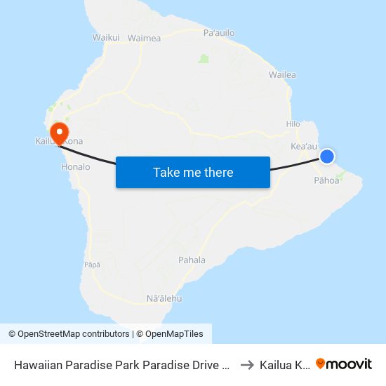 Hawaiian Paradise Park Paradise Drive And 1st Ave to Kailua Kona map