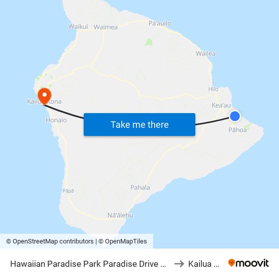 Hawaiian Paradise Park Paradise Drive And 14th Ave to Kailua Kona map