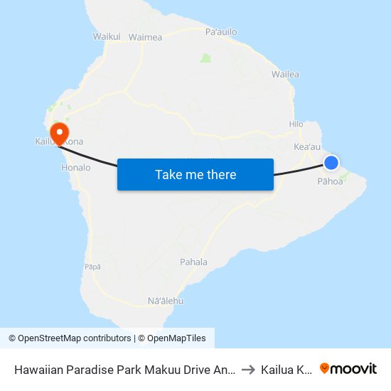 Hawaiian Paradise Park Makuu Drive And 8th Ave to Kailua Kona map