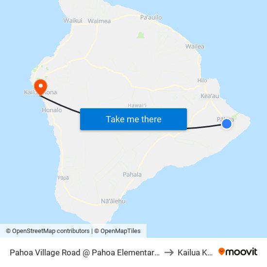 Pahoa Village Road @ Pahoa Elementary School to Kailua Kona map