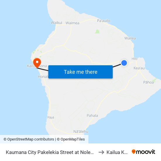 Kaumana City Pakelekia Street at Nolemana St to Kailua Kona map