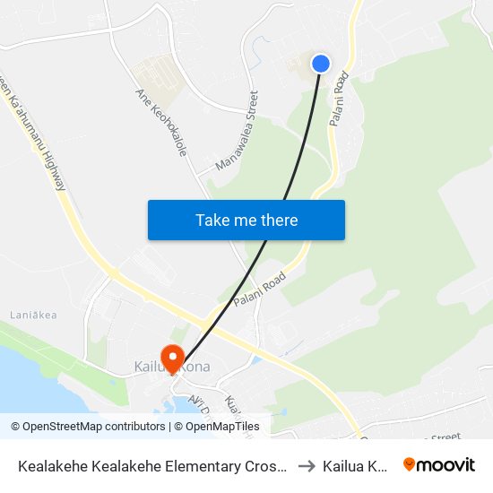 Kealakehe Kealakehe Elementary Crosswalk to Kailua Kona map