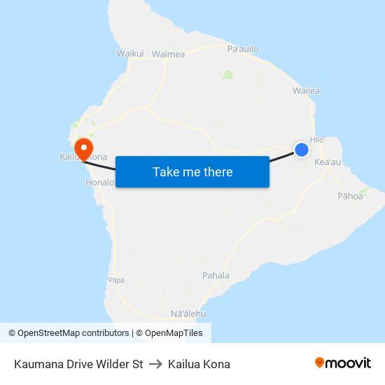 Kaumana Drive Wilder St to Kailua Kona map