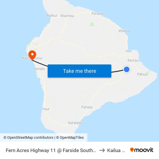 Fern Acres Highway 11 @ Farside South Kulani Road to Kailua Kona map