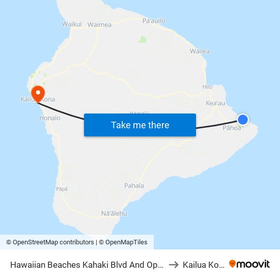 Hawaiian Beaches Kahaki Blvd And Opihi St to Kailua Kona map