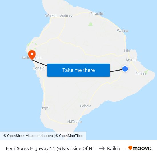 Fern Acres Highway 11 @ Nearside Of North Kulani Road to Kailua Kona map