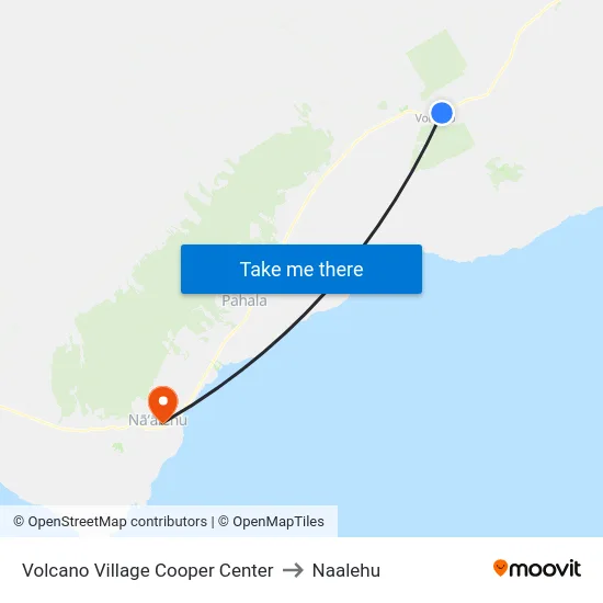 Volcano Village Cooper Center to Naalehu map