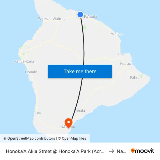 Honoka'A Akia Street @ Honoka’A Park (Across Hauoli Senior Housing) to Naalehu map
