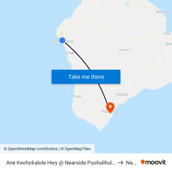 Ane Keohokalole Hwy @ Nearside Puohulihuli St (Kealakehe High School) to Naalehu map
