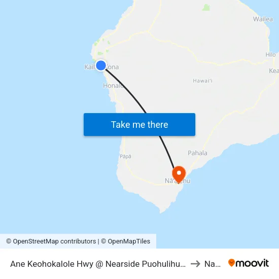 Ane Keohokalole Hwy @ Nearside Puohulihuli St (Kealakehe High School) to Naalehu map