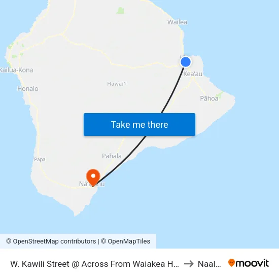 W. Kawili Street @ Across From Waiakea High School to Naalehu map