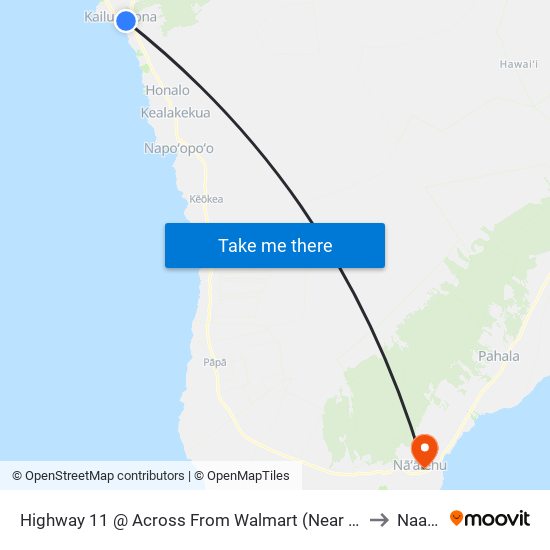 Highway 11 @ Across From Walmart (Near Starbucks Coffee) to Naalehu map