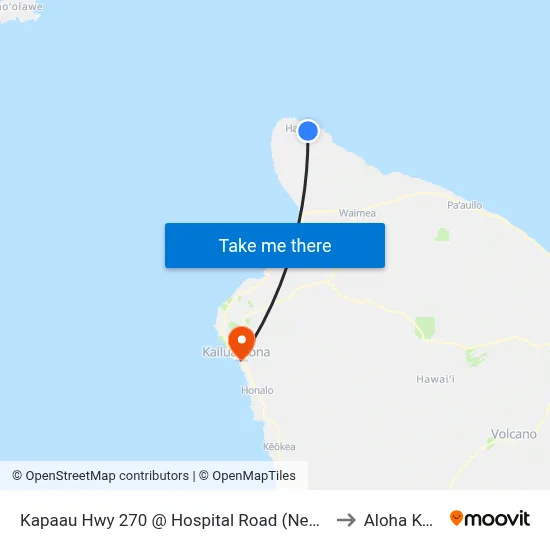 Kapaau Hwy 270 @ Hospital Road (Nearside) to Aloha Kona map