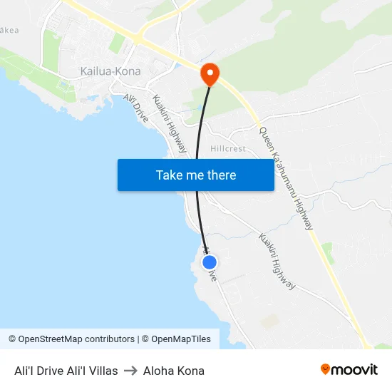 Ali'I Drive Ali'I Villas to Aloha Kona map