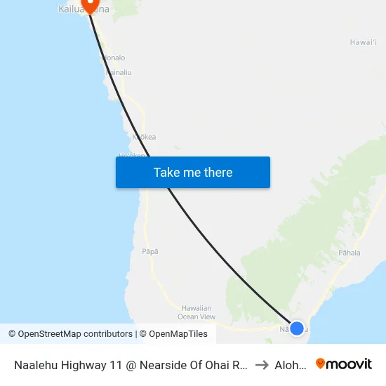 Naalehu Highway 11 @ Nearside Of Ohai Road (Across Naelehu Elementary) to Aloha Kona map