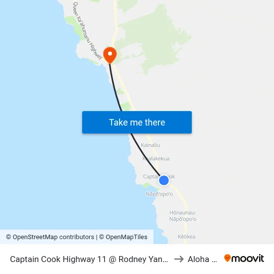 Captain Cook Highway 11 @ Rodney Yano Memorial Hall to Aloha Kona map
