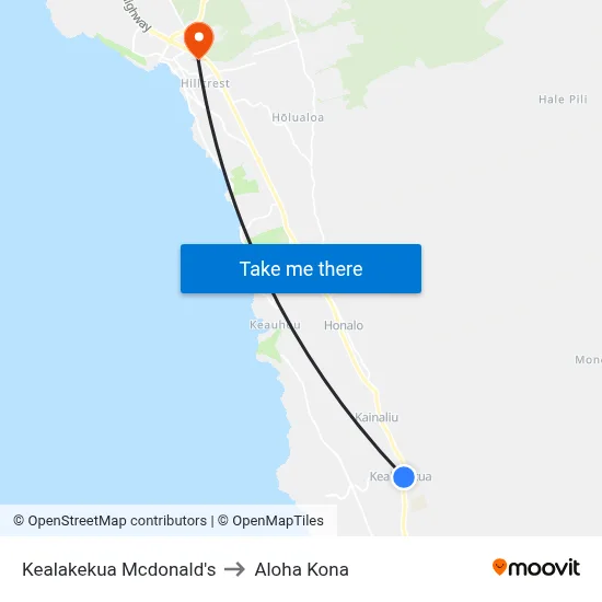 Kealakekua Mcdonald's to Aloha Kona map