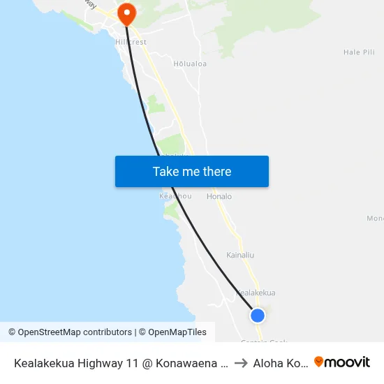 Kealakekua Highway 11 @ Konawaena Road to Aloha Kona map