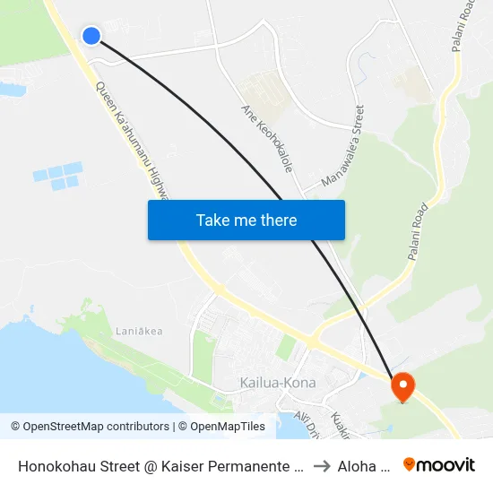 Honokohau Street @ Kaiser Permanente Medical Offices to Aloha Kona map