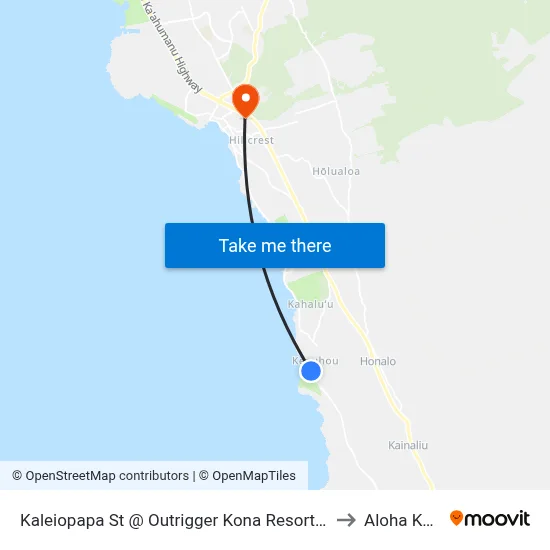 Kaleiopapa St @ Outrigger Kona Resort & Spa to Aloha Kona map