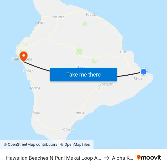 Hawaiian Beaches N Puni Makai Loop And Oio St to Aloha Kona map