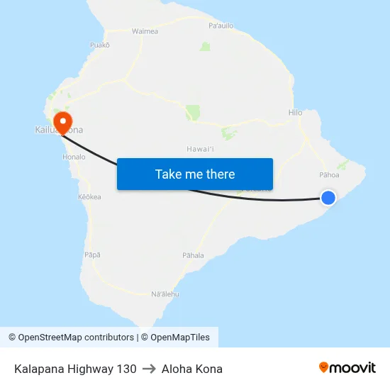 Kalapana Highway 130 to Aloha Kona map