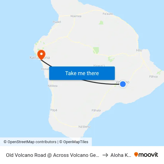 Old Volcano Road @ Across Volcano General Store to Aloha Kona map