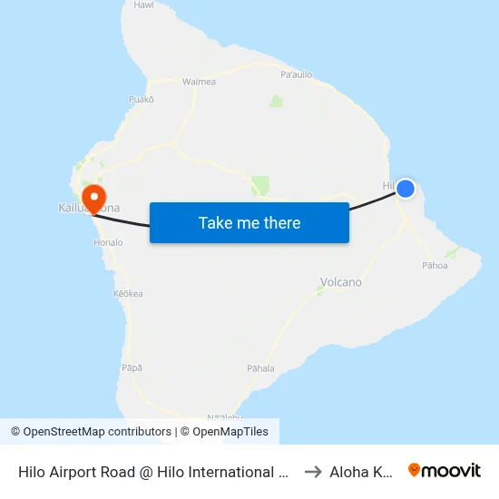 Hilo Airport Road @ Hilo International Airport to Aloha Kona map