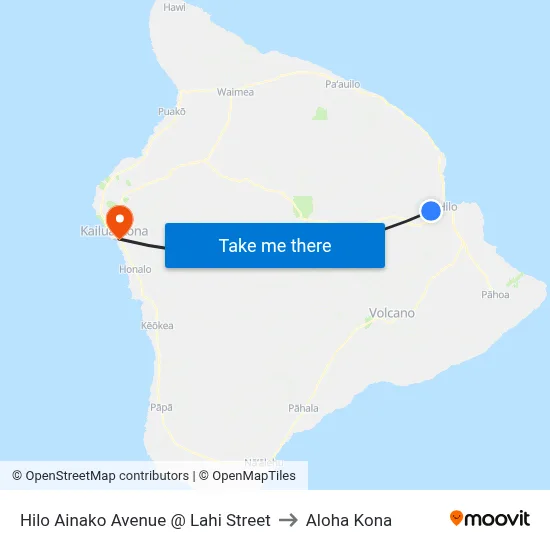 Hilo Ainako Avenue @ Lahi Street to Aloha Kona map