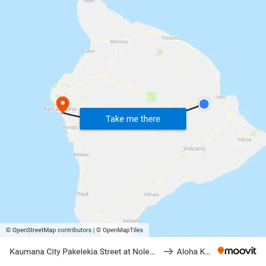 Kaumana City Pakelekia Street at Nolemana St to Aloha Kona map