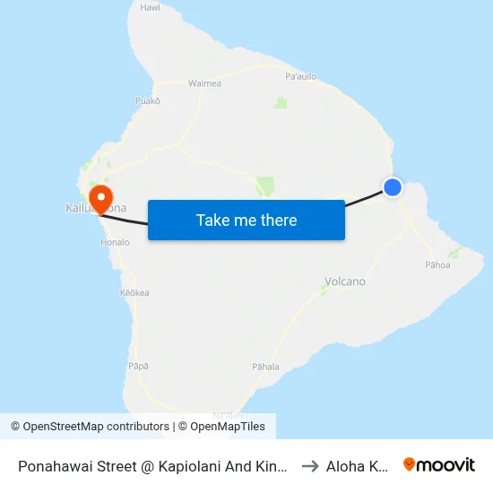 Ponahawai Street @ Kapiolani And Kinoole St to Aloha Kona map