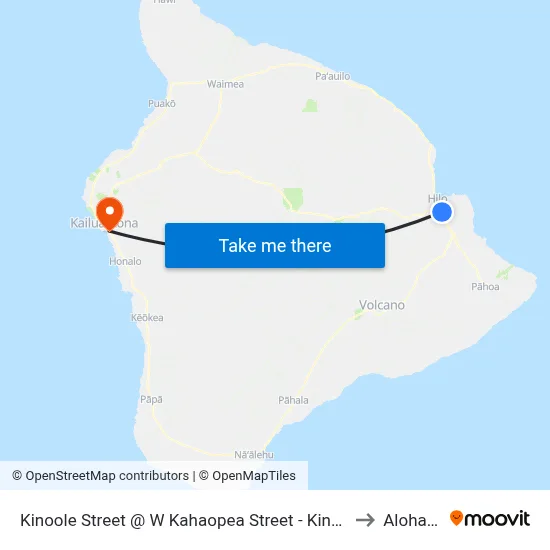 Kinoole Street @ W Kahaopea Street - Kino'Ole Plaza/Sr Housing to Aloha Kona map