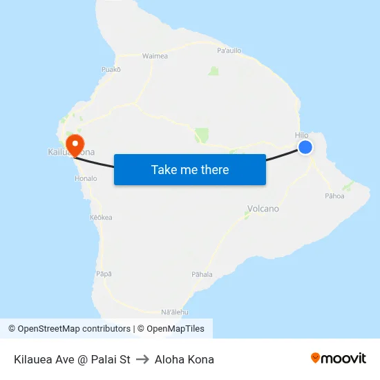 Kilauea Ave @ Palai St to Aloha Kona map