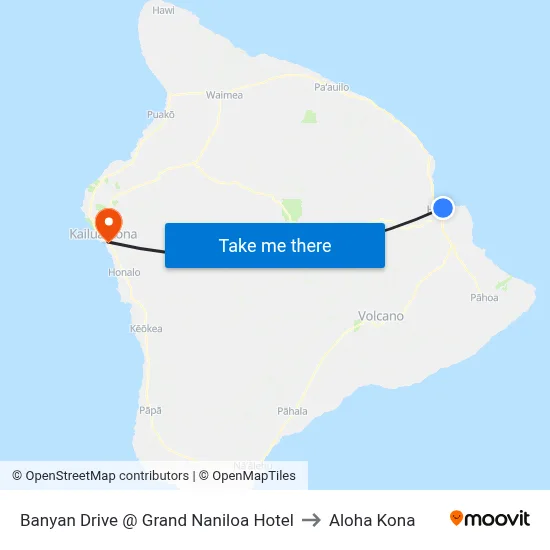 Banyan Drive @ Grand Naniloa Hotel to Aloha Kona map