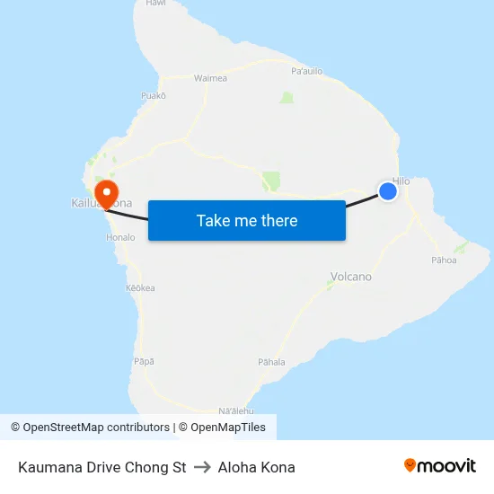 Kaumana Drive Chong St to Aloha Kona map