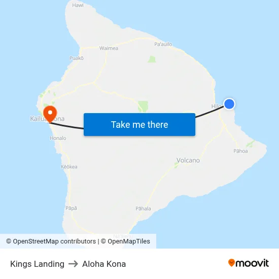 Kings Landing to Aloha Kona map