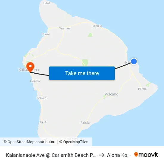 Kalanianaole Ave @ Carlsmith Beach Park to Aloha Kona map