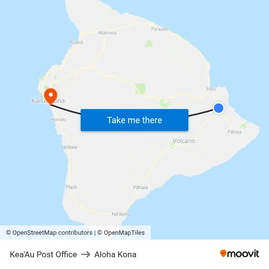 Kea'Au Post Office to Aloha Kona map