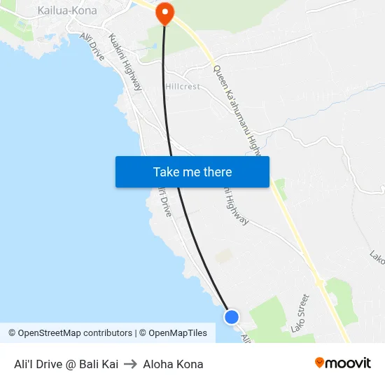 Ali'I Drive @ Bali Kai to Aloha Kona map