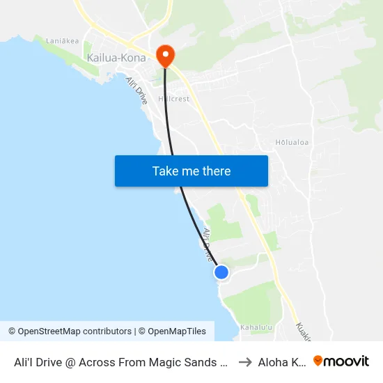 Ali'I Drive @ Across From Magic Sands Beach Park to Aloha Kona map