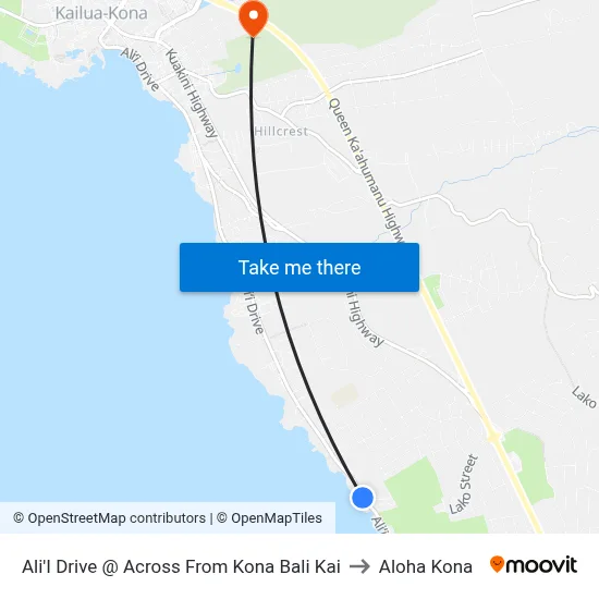 Ali'I Drive @ Across From Kona Bali Kai to Aloha Kona map