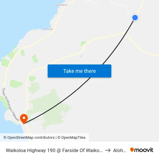 Waikoloa Highway 190 @ Farside Of Waikoloa Road (Across Pyramid Stone) to Aloha Kona map