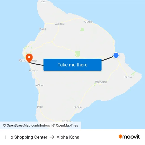 Kīlauea Ave @ Farside Of Kohala St (Hilo Shopping Center) to Aloha Kona map