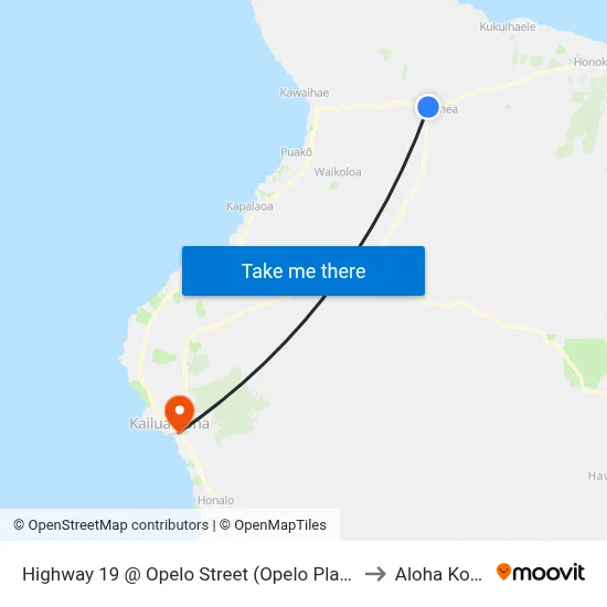 Highway 19 @ Opelo Street (Opelo Plaza) to Aloha Kona map