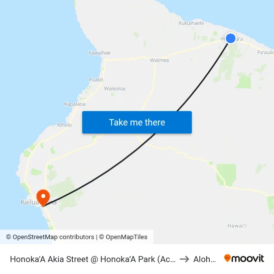 Honoka'A Akia Street @ Honoka’A Park (Across Hauoli Senior Housing) to Aloha Kona map