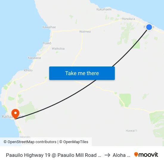 Paauilo Highway 19 @ Paauilo Mill Road (U.S. Post Office) to Aloha Kona map